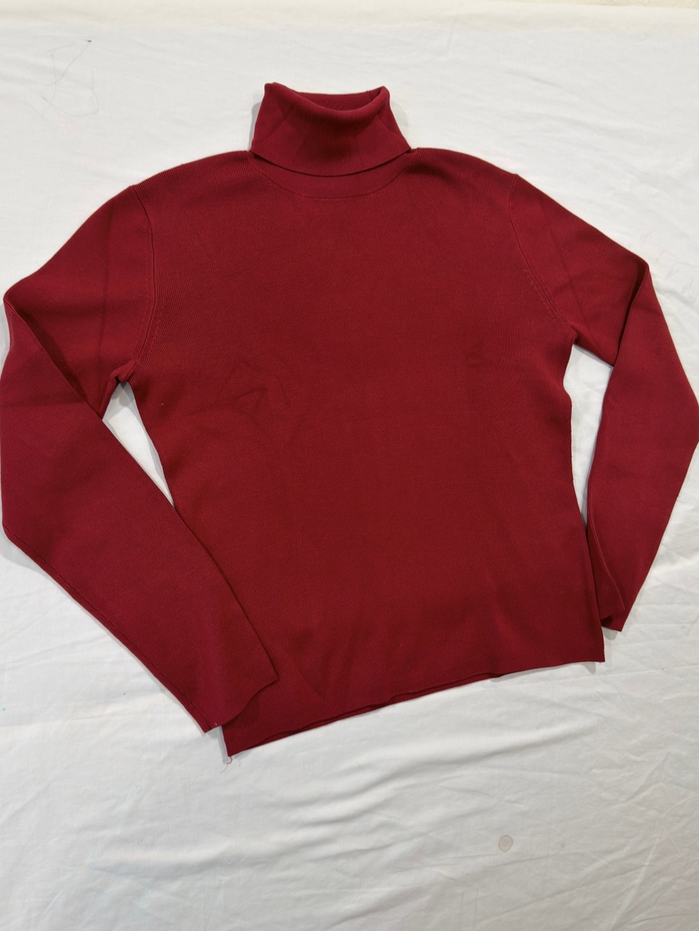 Neiman Marcus Exclusive Red Silk Turtleneck Sweater Top Size M